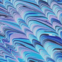 Hand Marbled Paper Spanish Wave Pattern in Blue and Purple ~ Berretti Marbled Arts